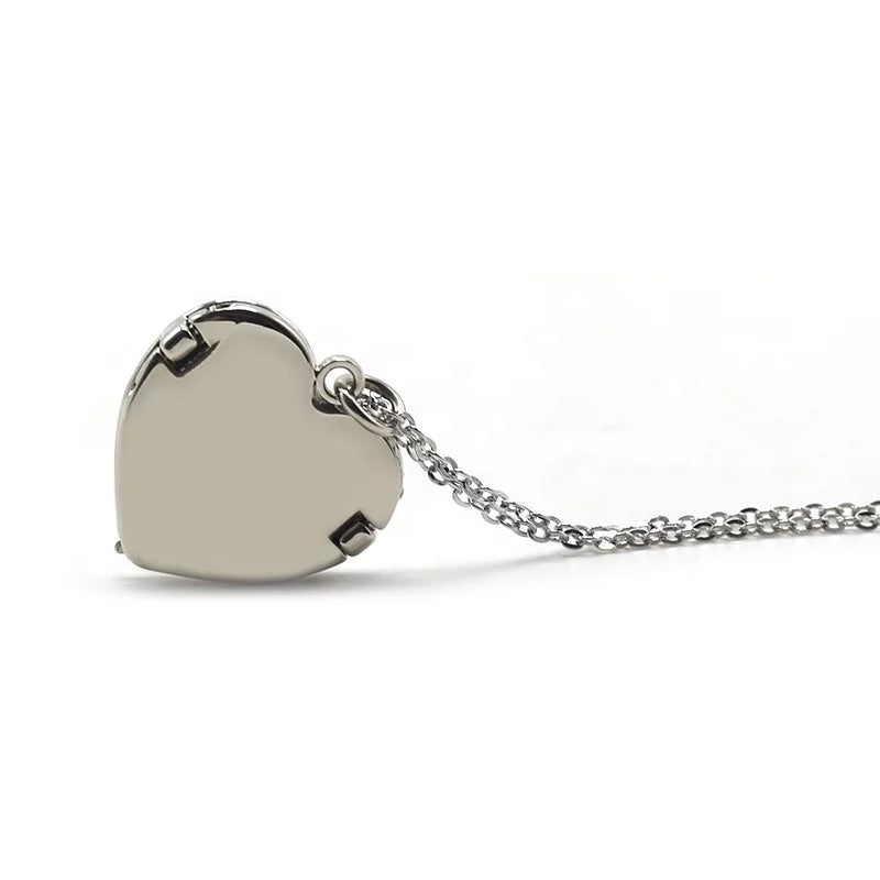 Personalized Sublimation Blank Angel Wings Heart Lockets Pendant Necklace