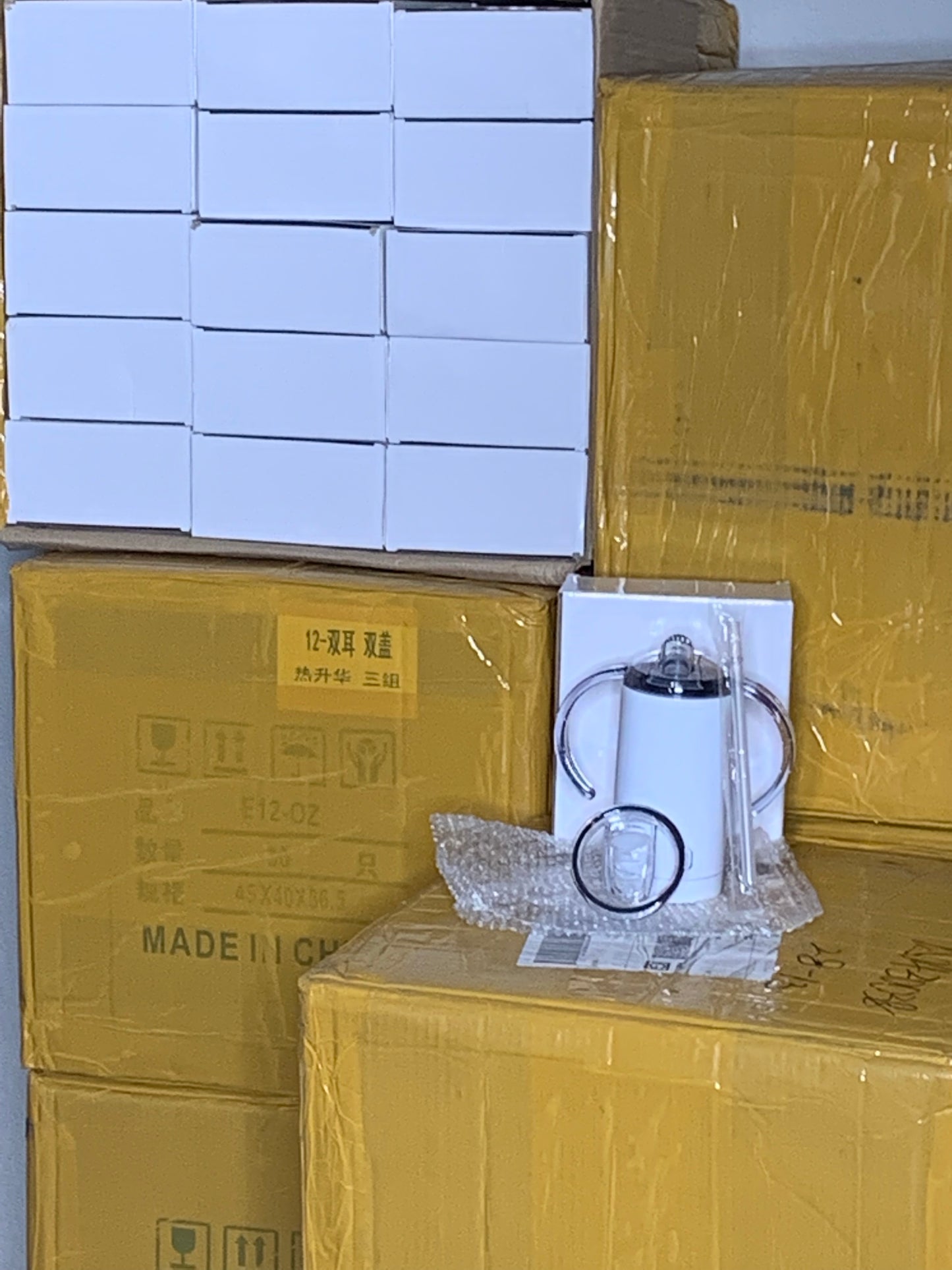 Sublimation 12oz Straight Sippy Cups With 2 Lids