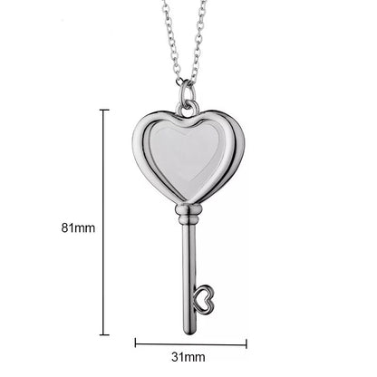 Sublimation Double Sided Photo Heart Key Necklace